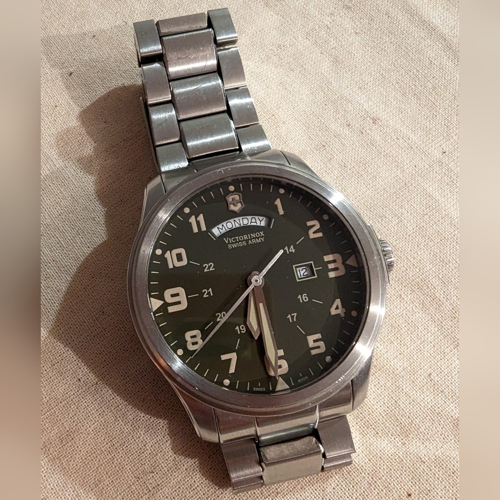 Victorinox Silver and Green Men's Watch
